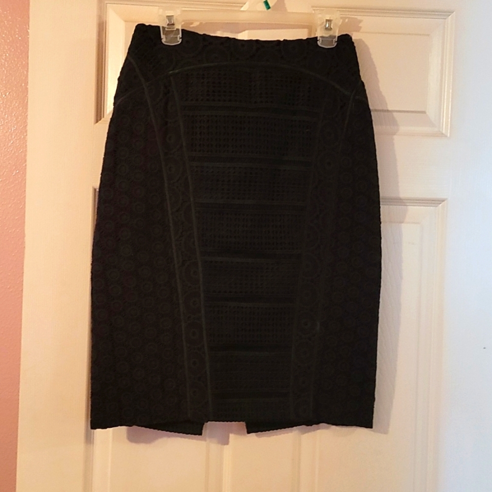 Lafayette 148 Black Pattern Skirt Sz 4
